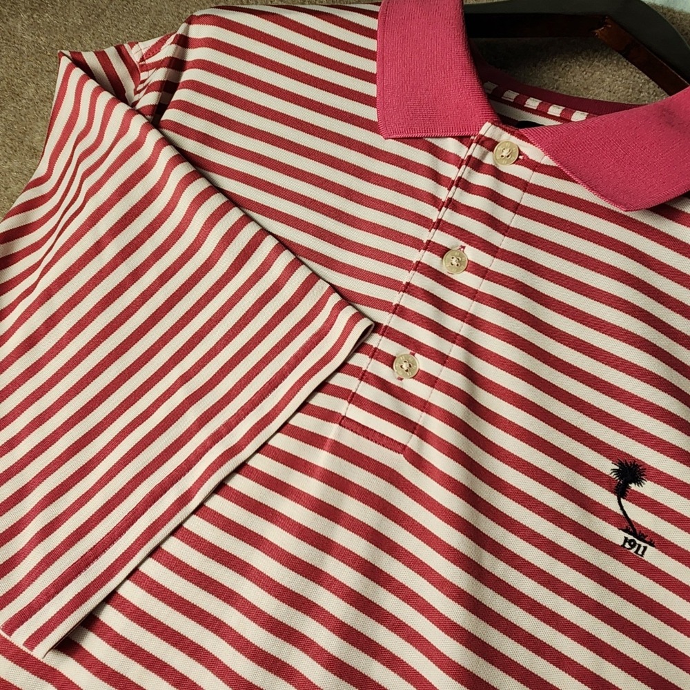 FootJoy Polo Shirt Mens XL Red White Striped Excellent Short Sleeve Golf 1911